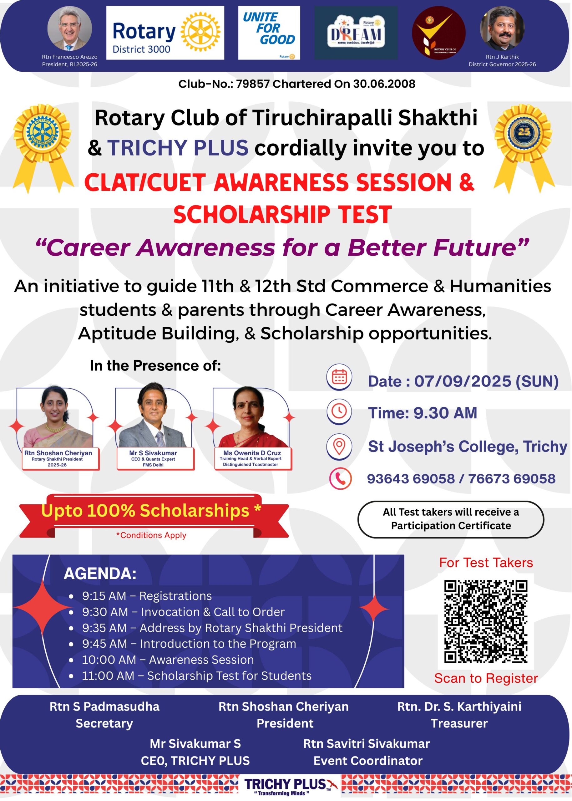 Sept 7th, 2025 - Career Awareness for Commerce & Humanities Students – CLAT & CUET Scholarship Test